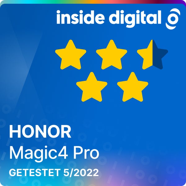 Honor Magic4 Pro Testsiegel mit 4,5 von 5 Sternen