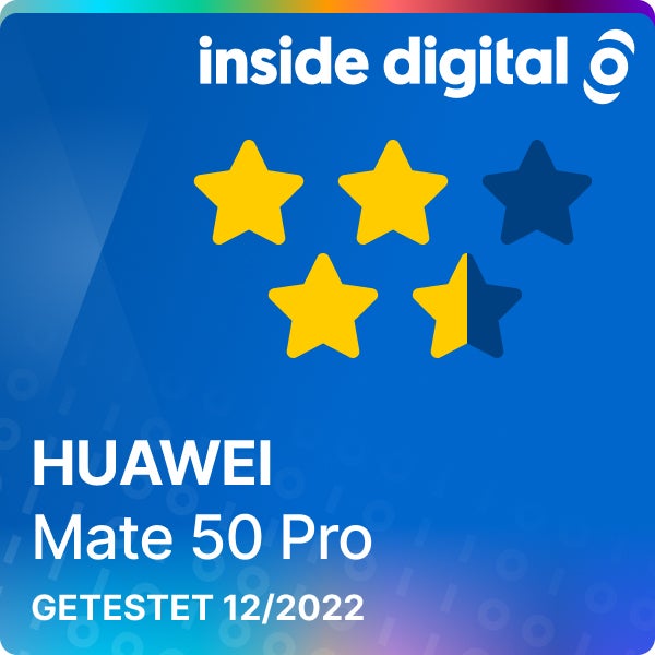 Huawei Mate 50 Pro Testsiegel mit 3,5 von 5 Sternen