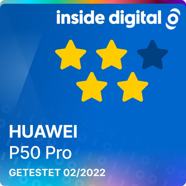 Huawei P50 Pro Testsiegel mit 4 von 5 Sternen