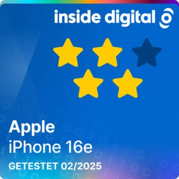 Apple iPhone 16e Testsiegel mit 4 von 5 Sternen
