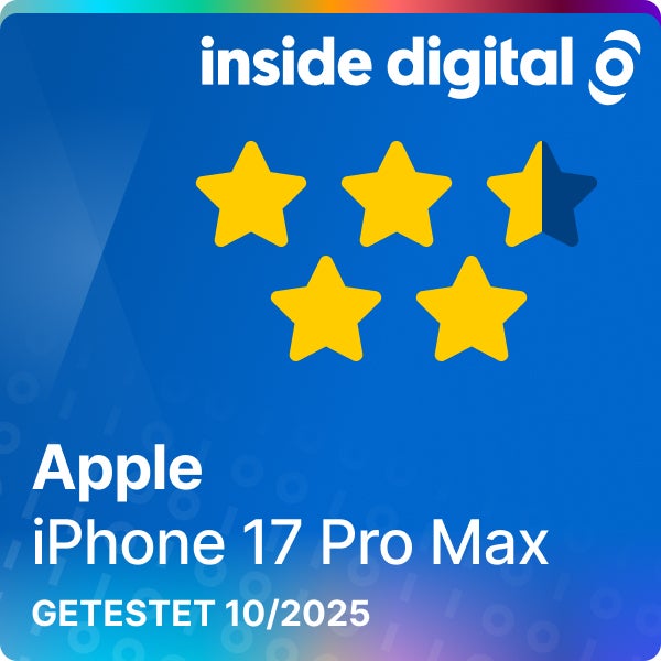 iPhone 17 Pro Max Testsiegel mit 4,5 von 5 Sternen