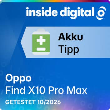 Testsiegel Akkutipp Oppo Find X10 Pro Max.