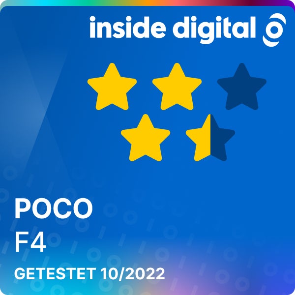 Poco F4 Testsiegel mit 3,5 von 5 Sternen