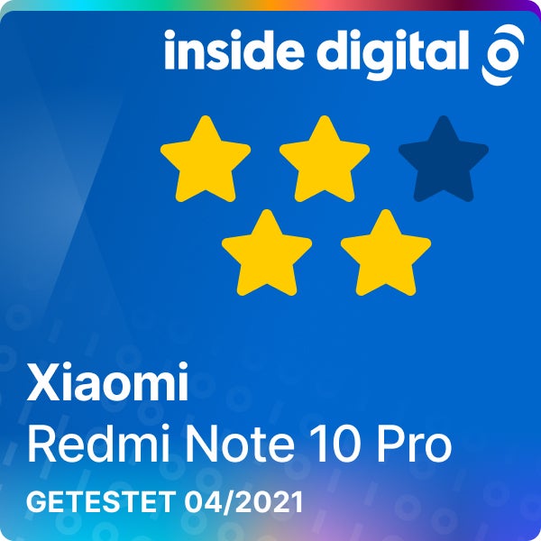 Redmi Note 10 Pro Testsiegel mit 4 von 5 Sternen