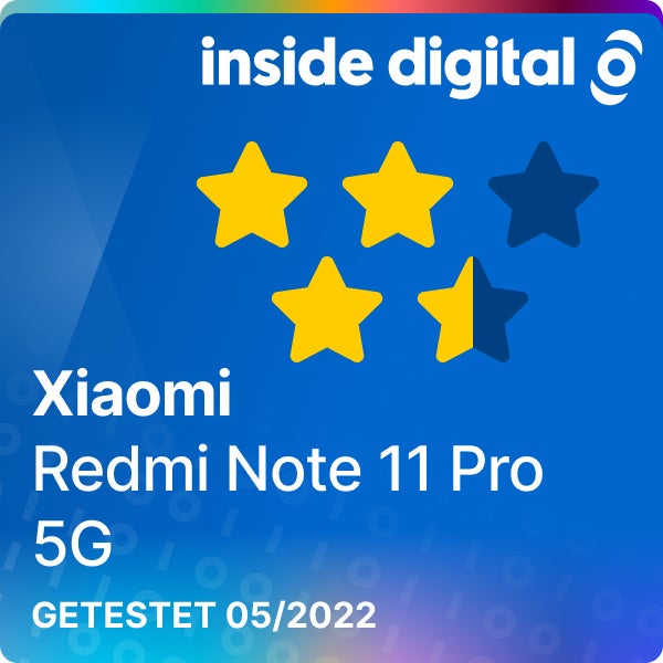 Xiaomi Redmi Note 11 Pro 5G Testsiegel mit 3,5 von 5 Sternen