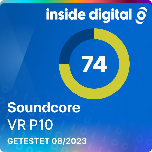Soundcore VR P10 Kopfhörer Testsiegel mit 74 Prozent Testwertung