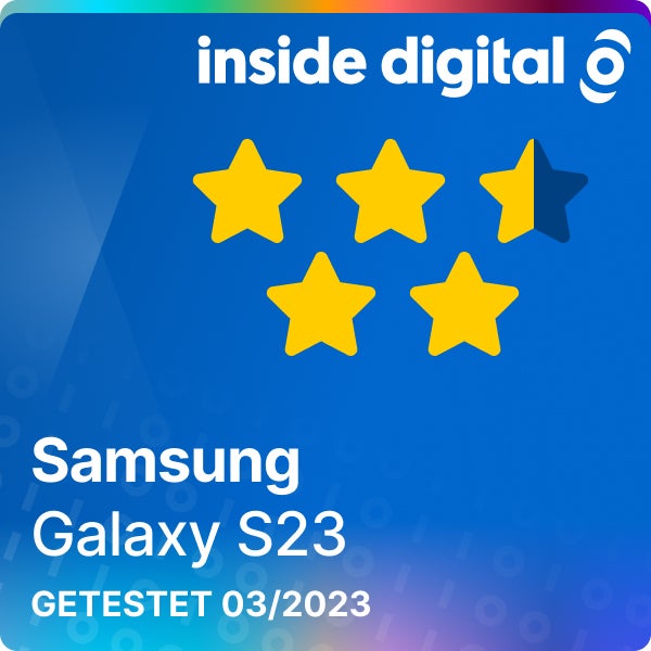 Samsung Galaxy S23 Testsiegel mit 4,5 von 5 Sternen