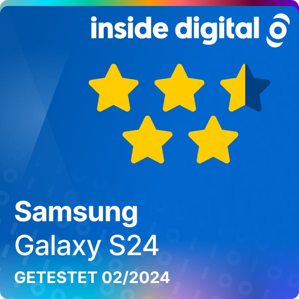 Samsung Galaxy S24 Testsiegel mit 4,5 von 5 möglichen Sternen