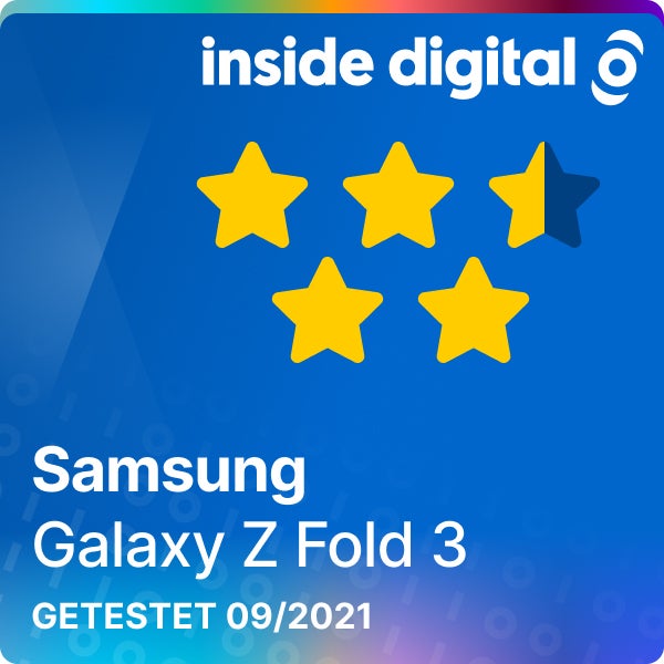 Samsung Galaxy Z Fold 3 Testsiegel mit 4,5 von 5 möglichen Sternen