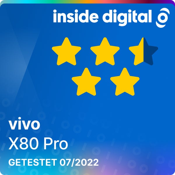 Vivo X80 Pro Testsiegel mit 4,5 von 5 Sternen