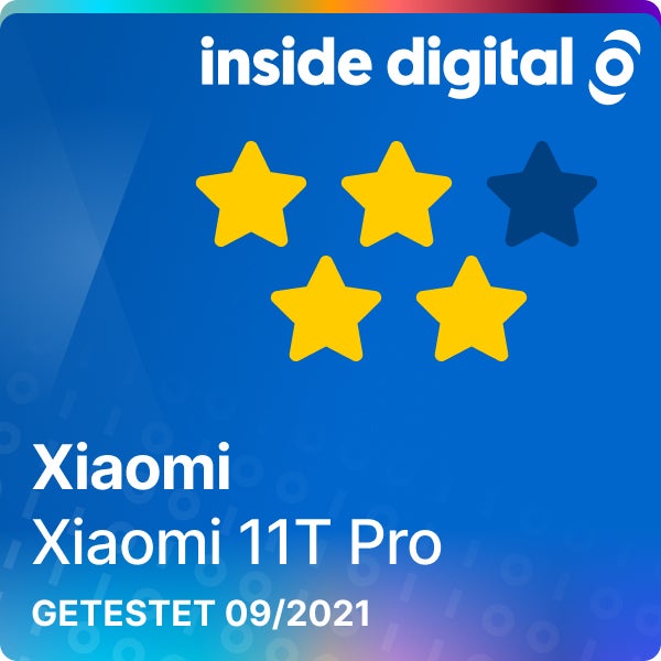 Xiaomi 11T Pro Testsiegel mit 4 von 5 Sternen