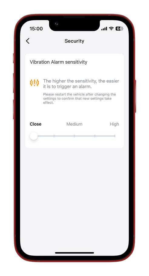 Einstellung des Alarmsystems in der Niu-App
