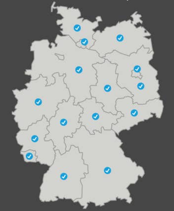 Bis auf Bremen hat Deutsche Glasfaser in Gebieten in allen Bundesländern bereits Glasfaser-Anschlüsse verlegt.