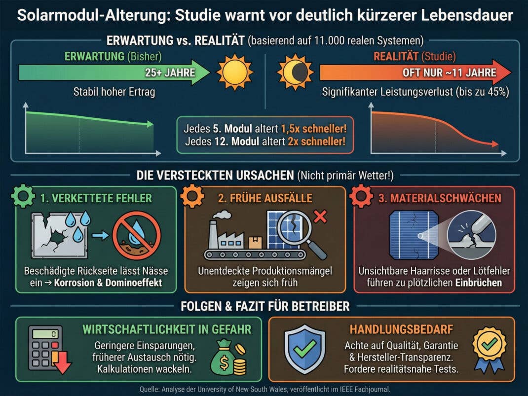 Infografik zur Solarmodulalterung