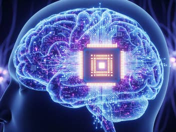 Ein leuchtendes digitales Gehirn mit Schaltmustern, das künstliche Intelligenz und Technologie symbolisiert.