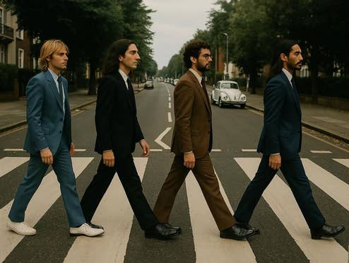 KI-Band "The Velvet Sundown" imitiert "Abbey Road"-Cover der Beatles.