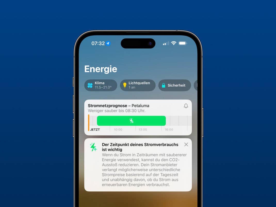 Die Home-App in iOS 17 enthält eine neue Stromnetzprognose