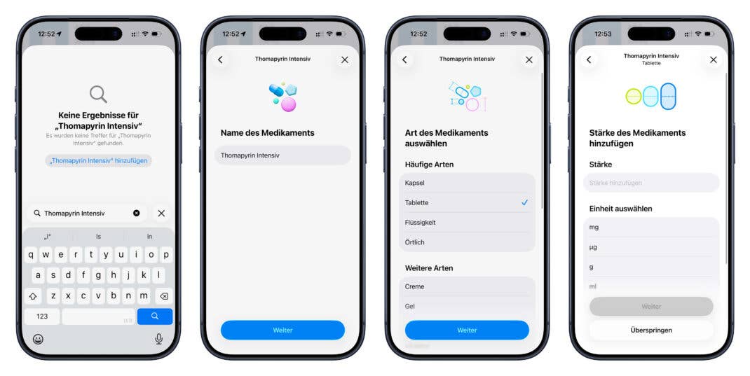 Das manuelle Einpflegen eines Arzneimittels ist aber ebenfalls möglich