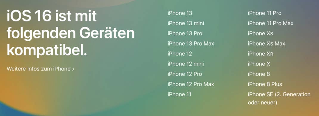 Diese iPhones unterstützen iOS 16