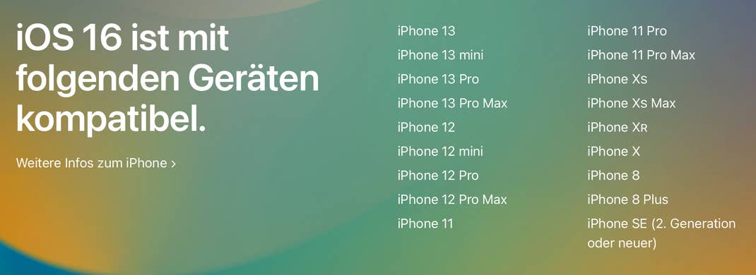 Diese iPhones unterstützen iOS 16