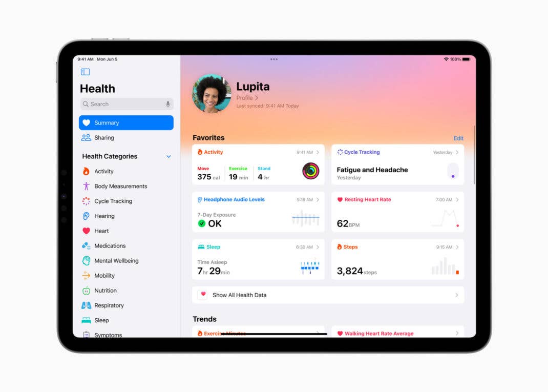 Die Health-App auf dem iPad