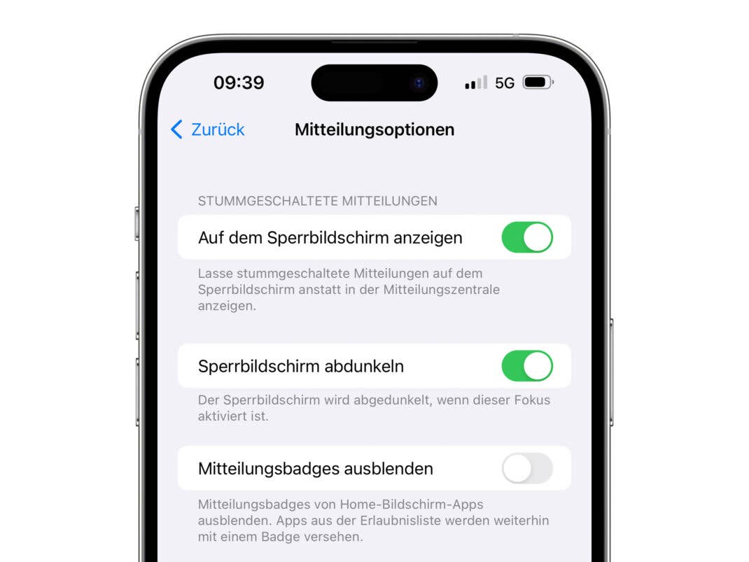 Fokus-Einstellungen im iPhone 14 Pro Max