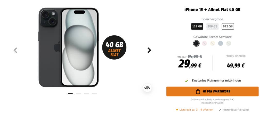 iPhone 15 Deal bei klarmobil