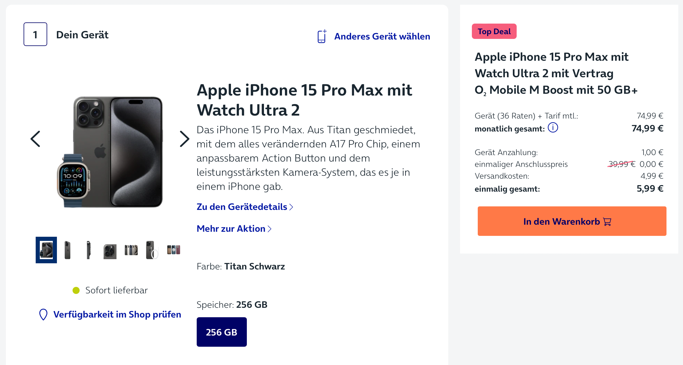 iPhone 15 Pro Max bei O2 zum Tarif