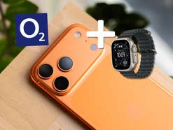 das iPhone 17 Pro Max mit der Apple Watch Ultra 3 und dem O2-Logo