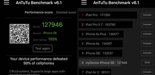 AnTuTu-Benchmark des Apple iPhone SE AnTuTu-Benchmark des Apple iPhone SE