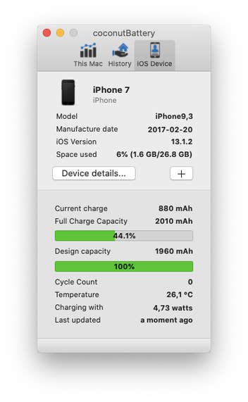Apple iPhone 7 Akku repariert Screenshot