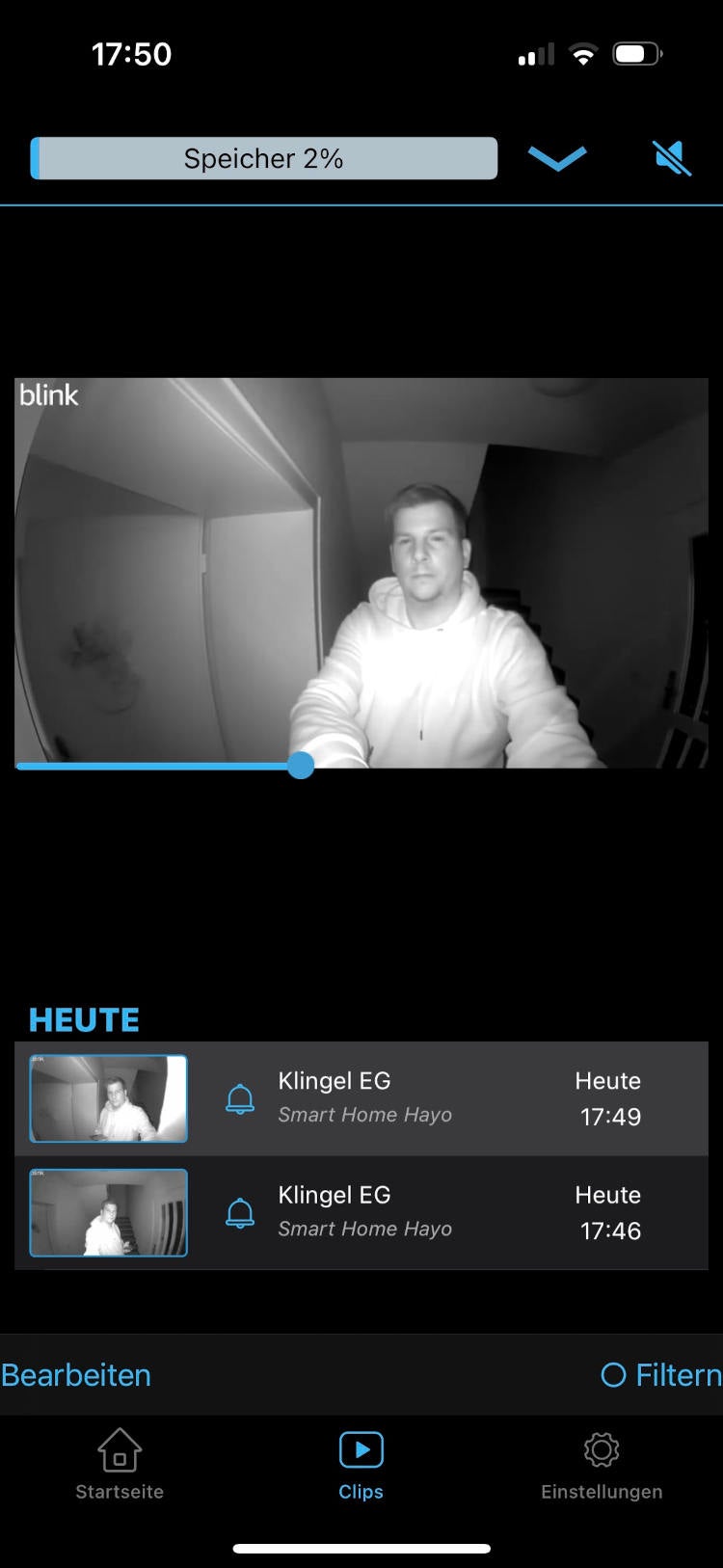 Nachtsicht-Modus an der Blink Video Doorbell