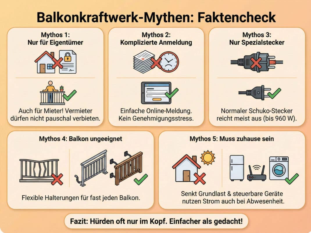 Irrtümer rund um Balkonkraftwerke Infografik