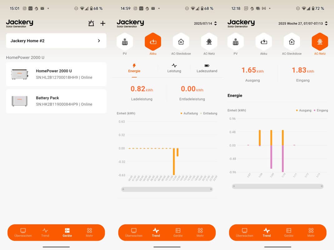 Jackery Home App Übersichten