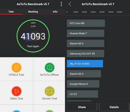 Jiayu S3 Advanced im AnTuTu-Benchmark