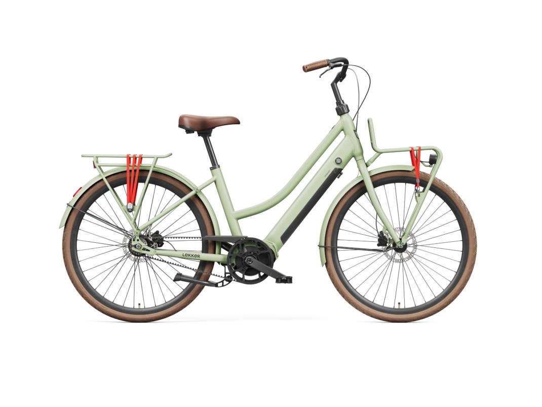 Das neue Lekker Jordaan Urban eBike in der Farbe "Olivgrün".