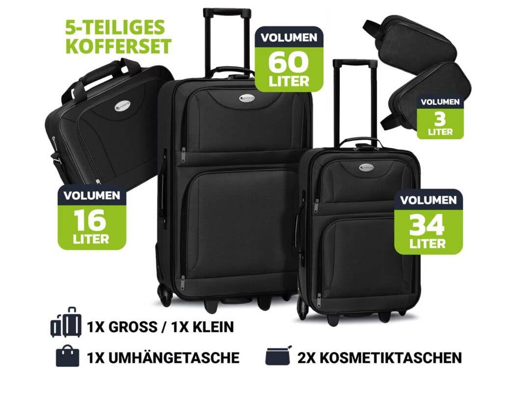 Juskys Trolley Reisekoffer Set Athen 5-teilig
