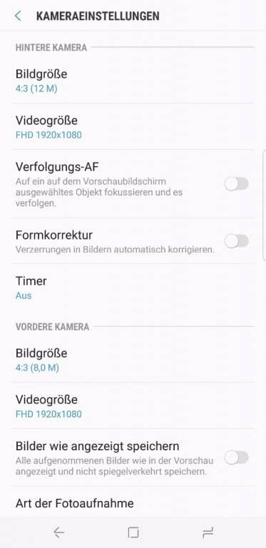 Kamera-App des Samsung Galaxy S8+