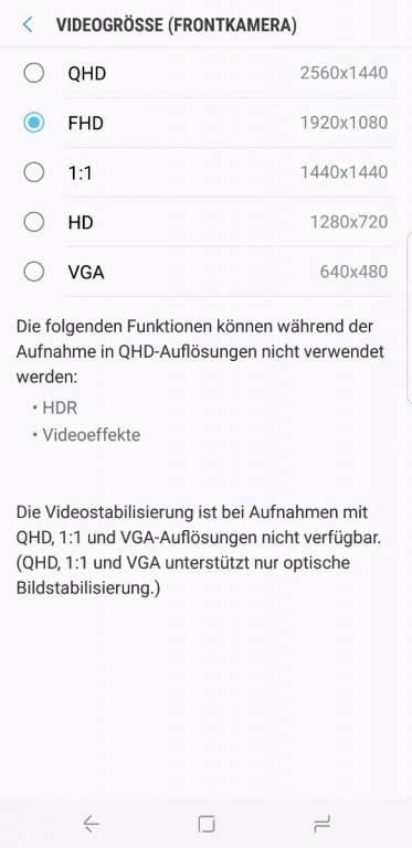 Kamera-App des Samsung Galaxy S8+