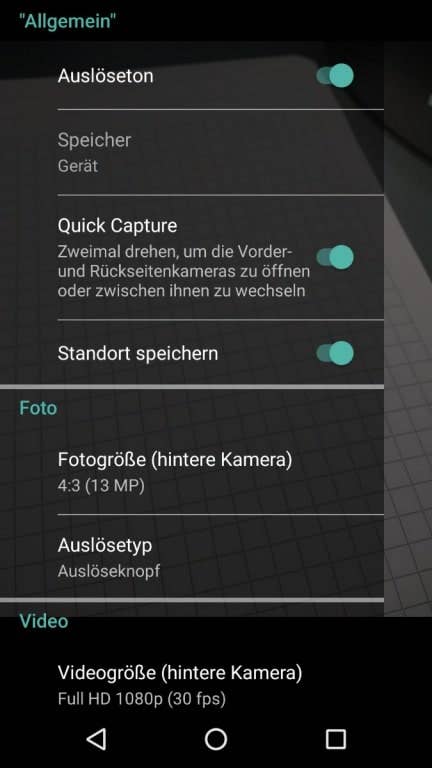 Kamera-Software des Lenovo Moto G4