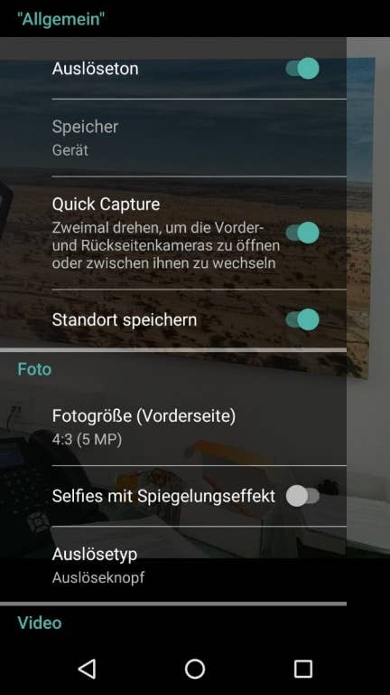 Kamera-Software des Lenovo Moto G4