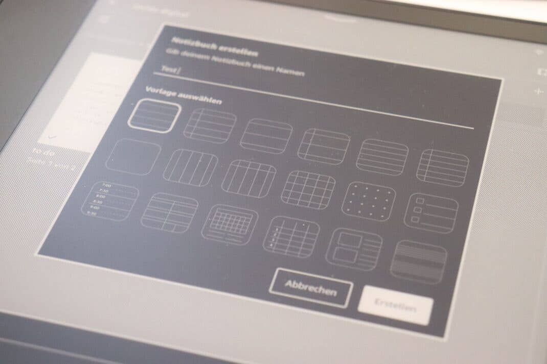 Verschiedene Notizbuch-Vorlagen stehen bereit