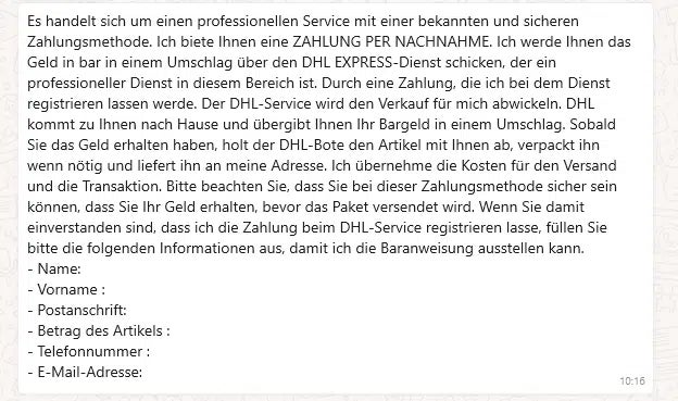 Betrugsmasche, DHL-Trick