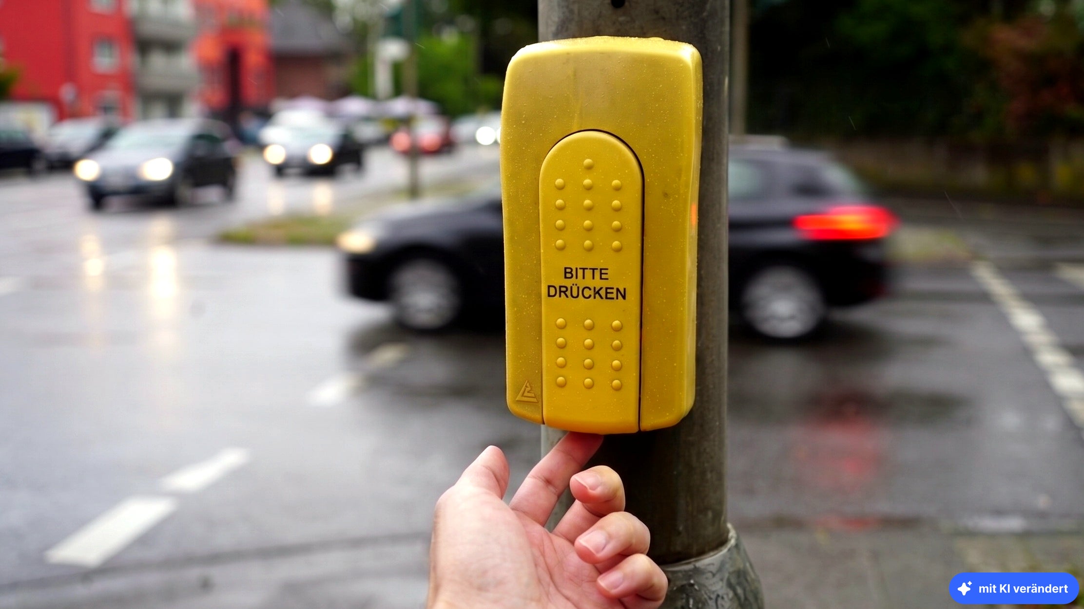 Unter dem Ampelkasten findest du einen seltsamen zweiten Knopf Unter dem Ampelkasten findest du einen seltsamen zweiten Knopf