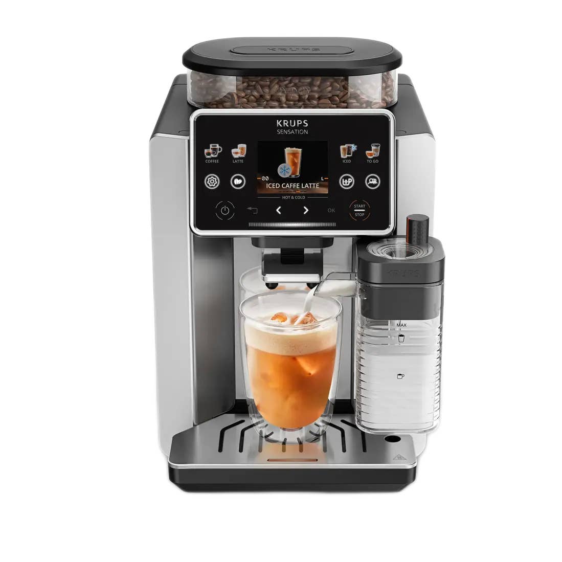 KRUPS EA918G Sensation Elite Hot & Cold Kaffeevollautomat Silber
