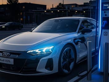 Audi lädt an einer Schnellladesäule.