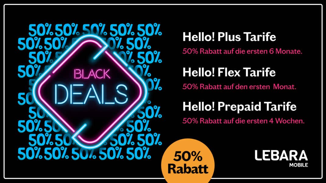 Lebara Black Week Deals mit 50 Prozent Rabatt