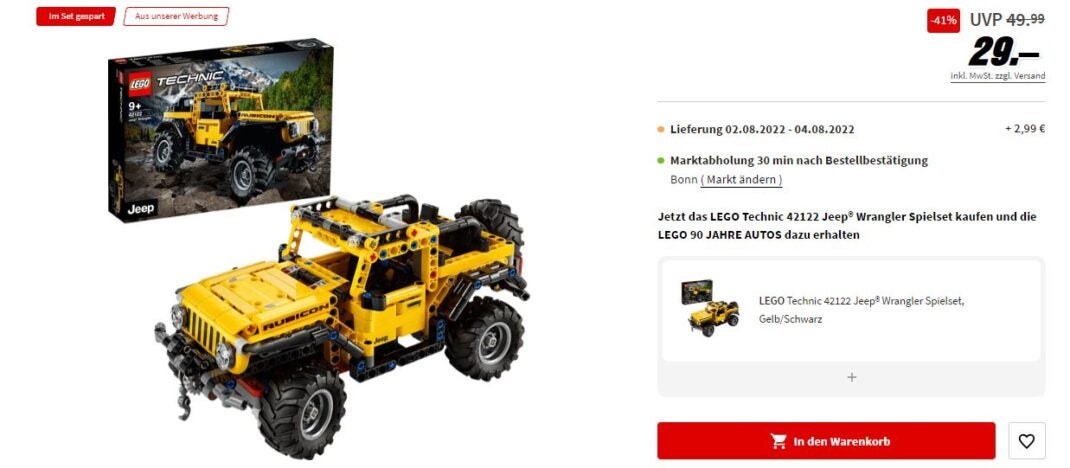 Screenshot des Lego-Technic-Angebots bei MediaMarkt