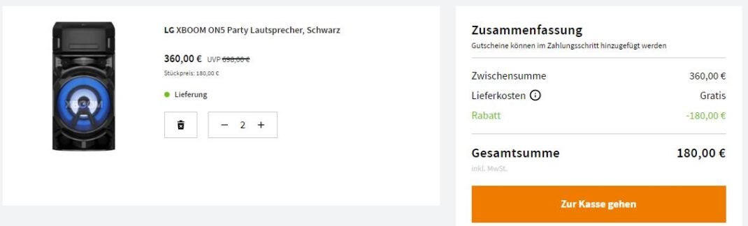 LG-Lautsprecher mit doppeltem Rabatt im Saturn-Warenkorb