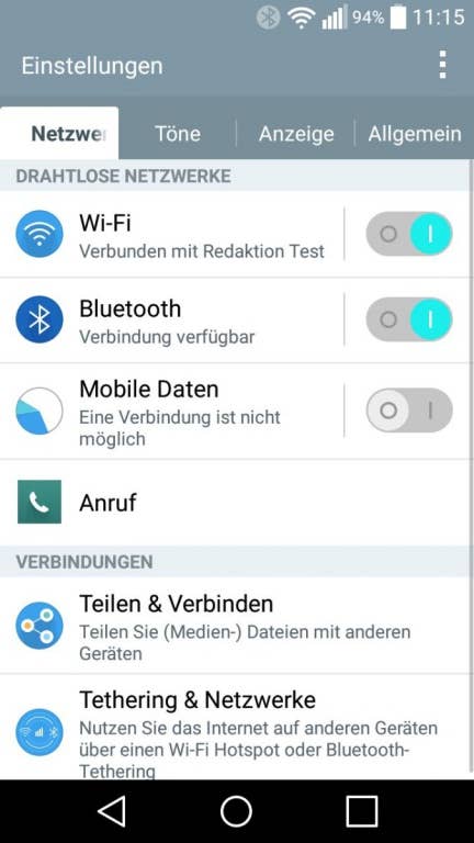 LG Magna: Screenshots der Benutzeroberfläche